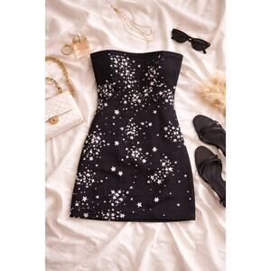 Kate Spade Saturday Star Print Strapless Dress Size 2 Black White